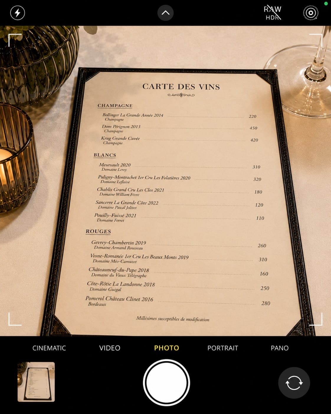 A restaurant wine list on the table, ready to scan for a personalized pick